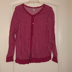 Merona size xl pink/white polka dot cardigan
